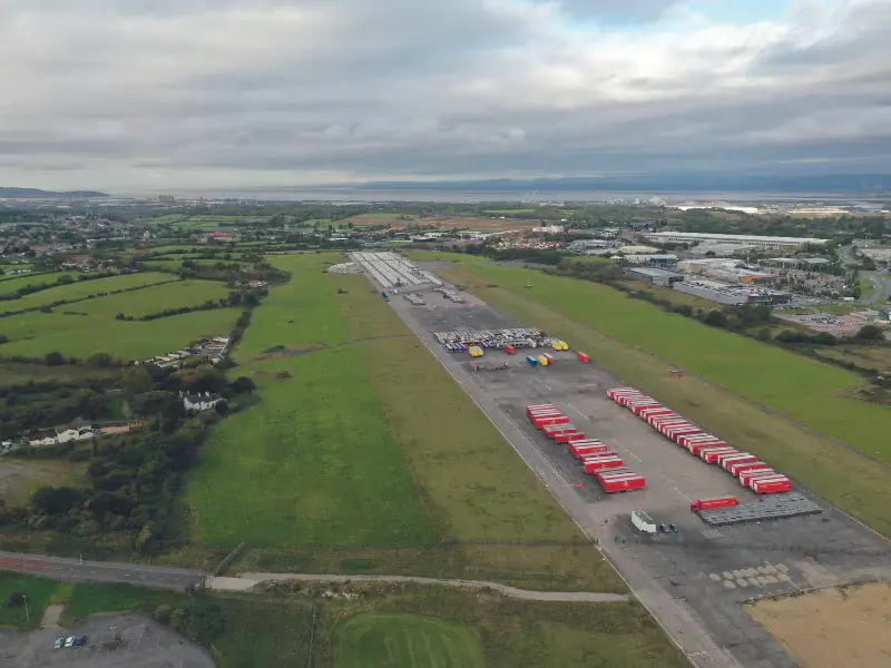 Aerial view of temporary storage