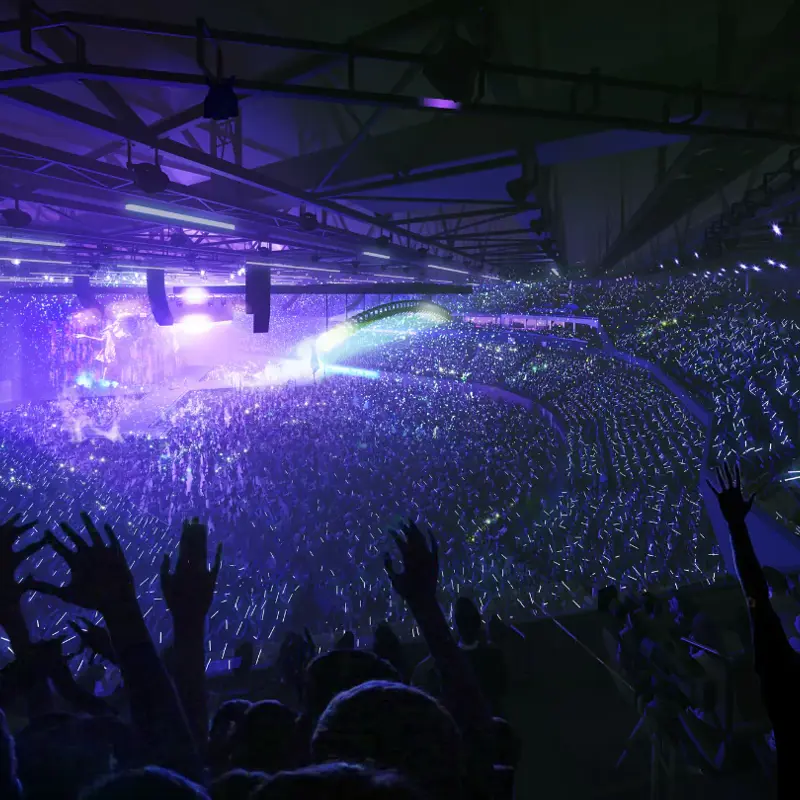 Inside YTL arena with purple lighting