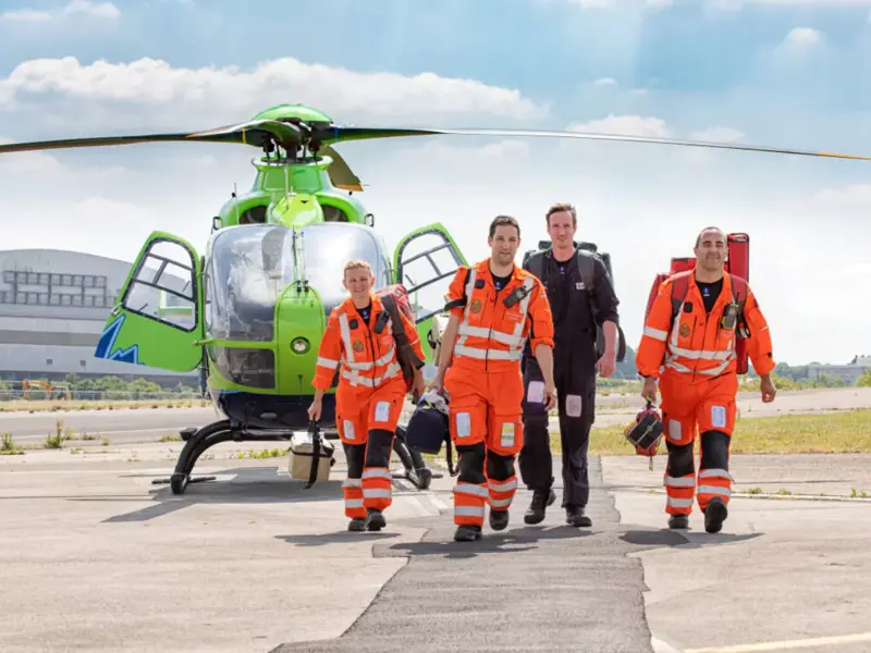 Great Western Air Ambulance team leaving a helicopter