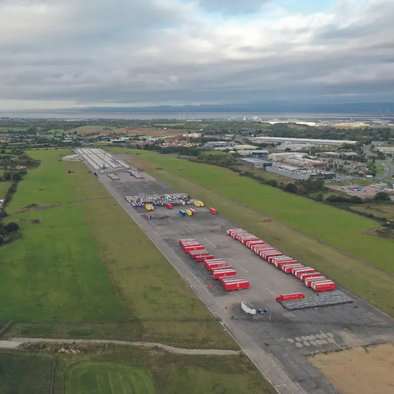 Aerial view of temporary storage