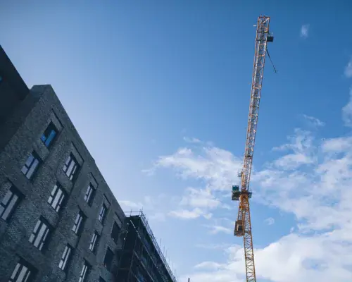 Aerial view of a crane from below
