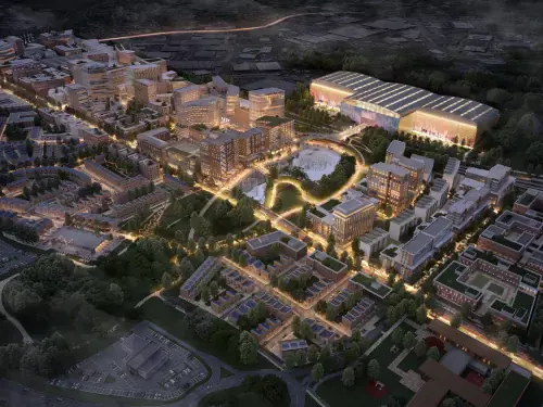 Aerial view of Brabazon at night